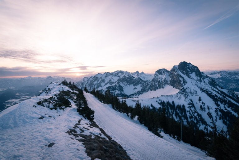 Breitenberg zum Sonnenaufgang Winter - Lawinensichere Schneeschuhwanderungen