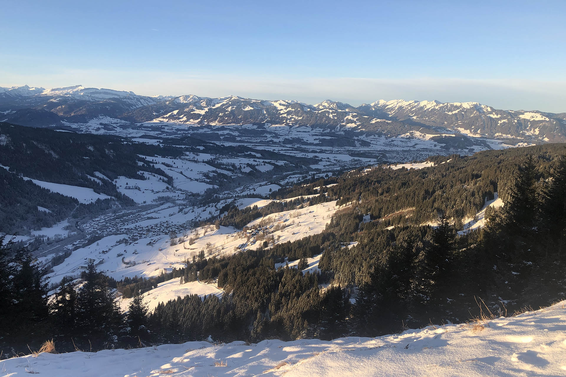 Ausblick vom Hirschberg ins Oberallgäu