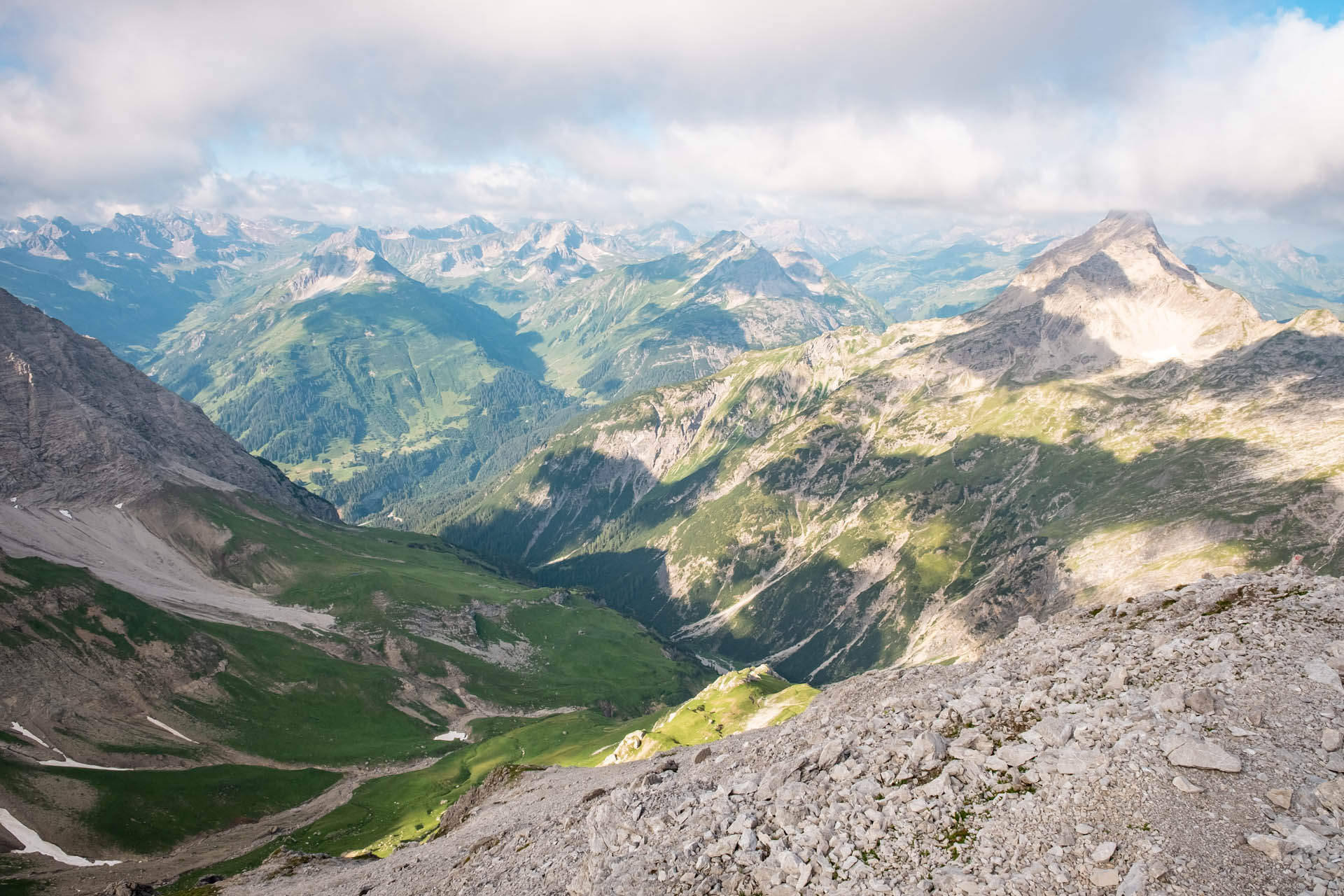 Aussicht von Hohes Licht in die Allgäuer und Lechtaler Alpen