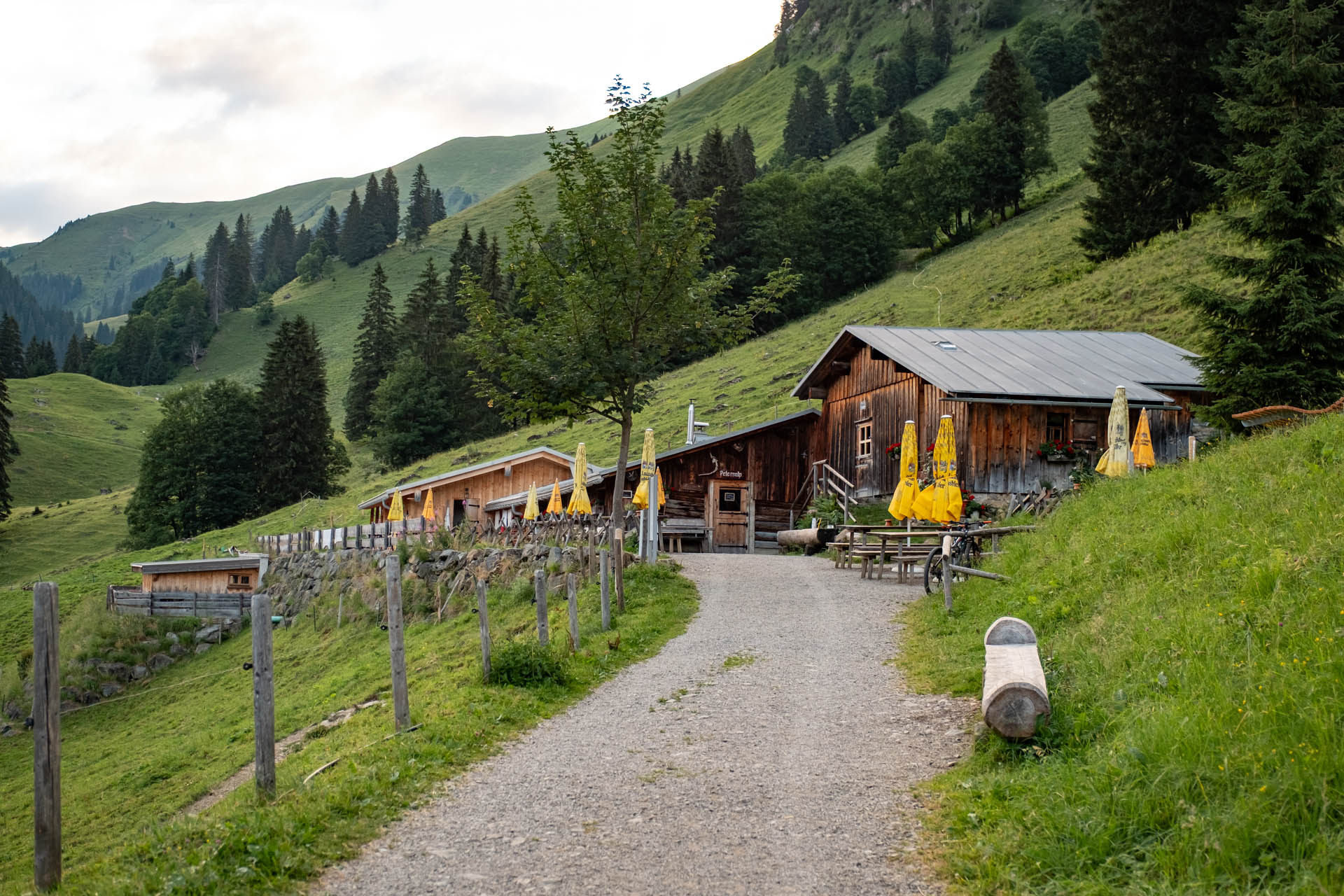 Die Petersalpe bei Oberstdorf in den Allgäuer Alpen auf dem Weg zum Hohes Licht